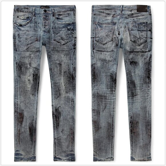 Purple Brand Indigo X-Ray Jeans with Black Foil Low Rise Skinny NWT New 34 - Picture 2 of 8